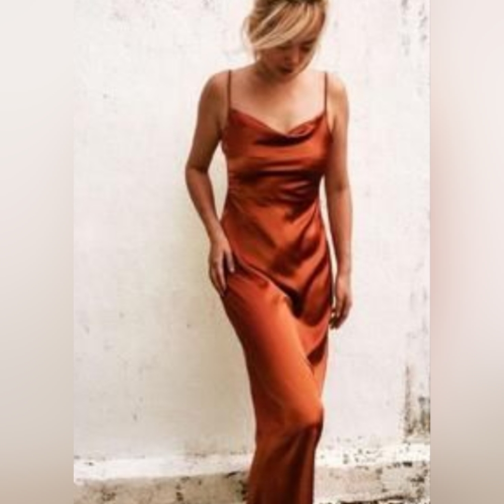 Elegant Rust Midi Dress
